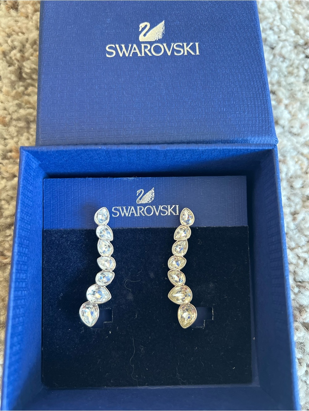 Swarovski Clear Crystal Ear Climbers in Silver-Tone